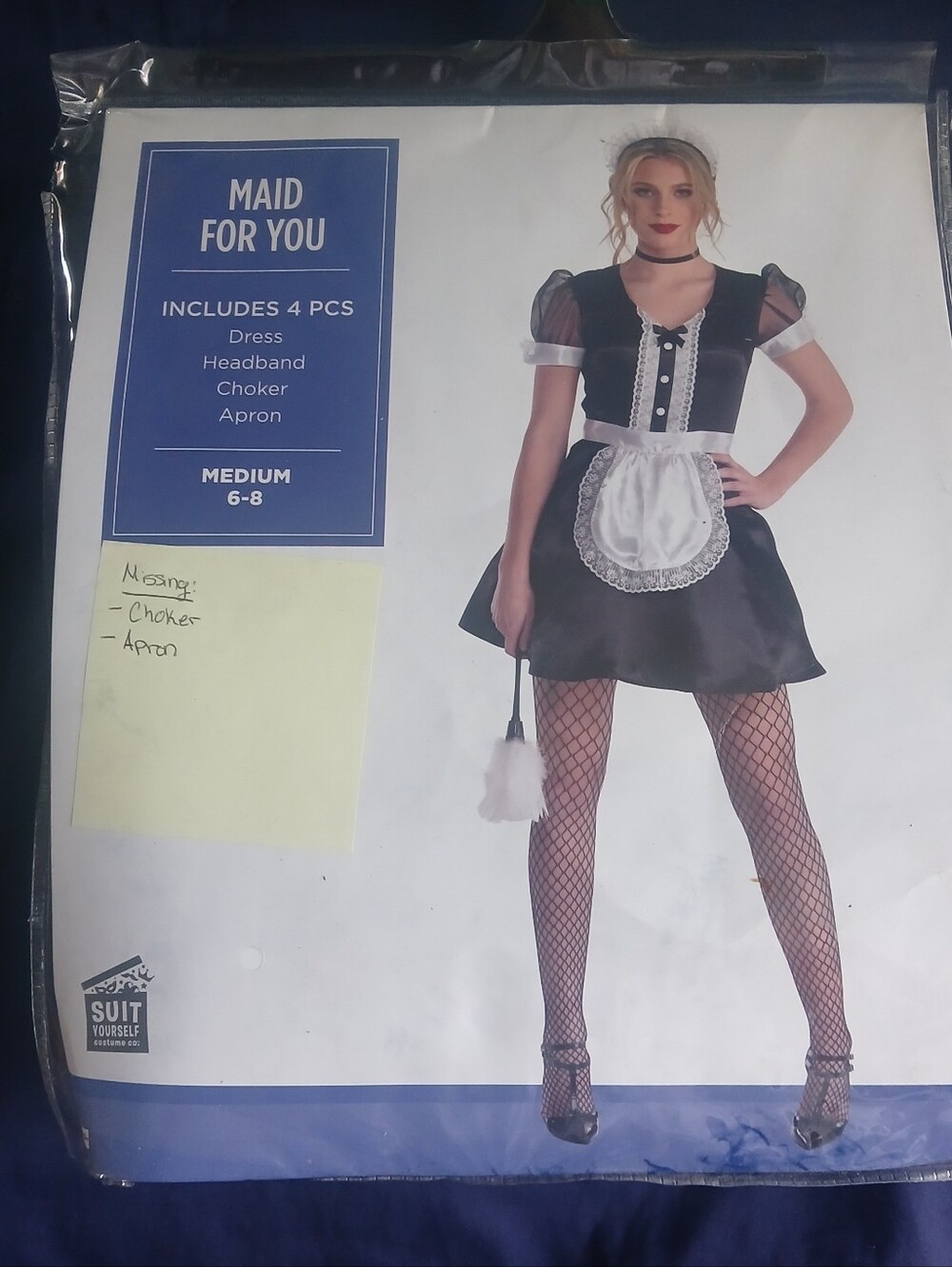 Maid Costume Dress with Headband (Black and White)